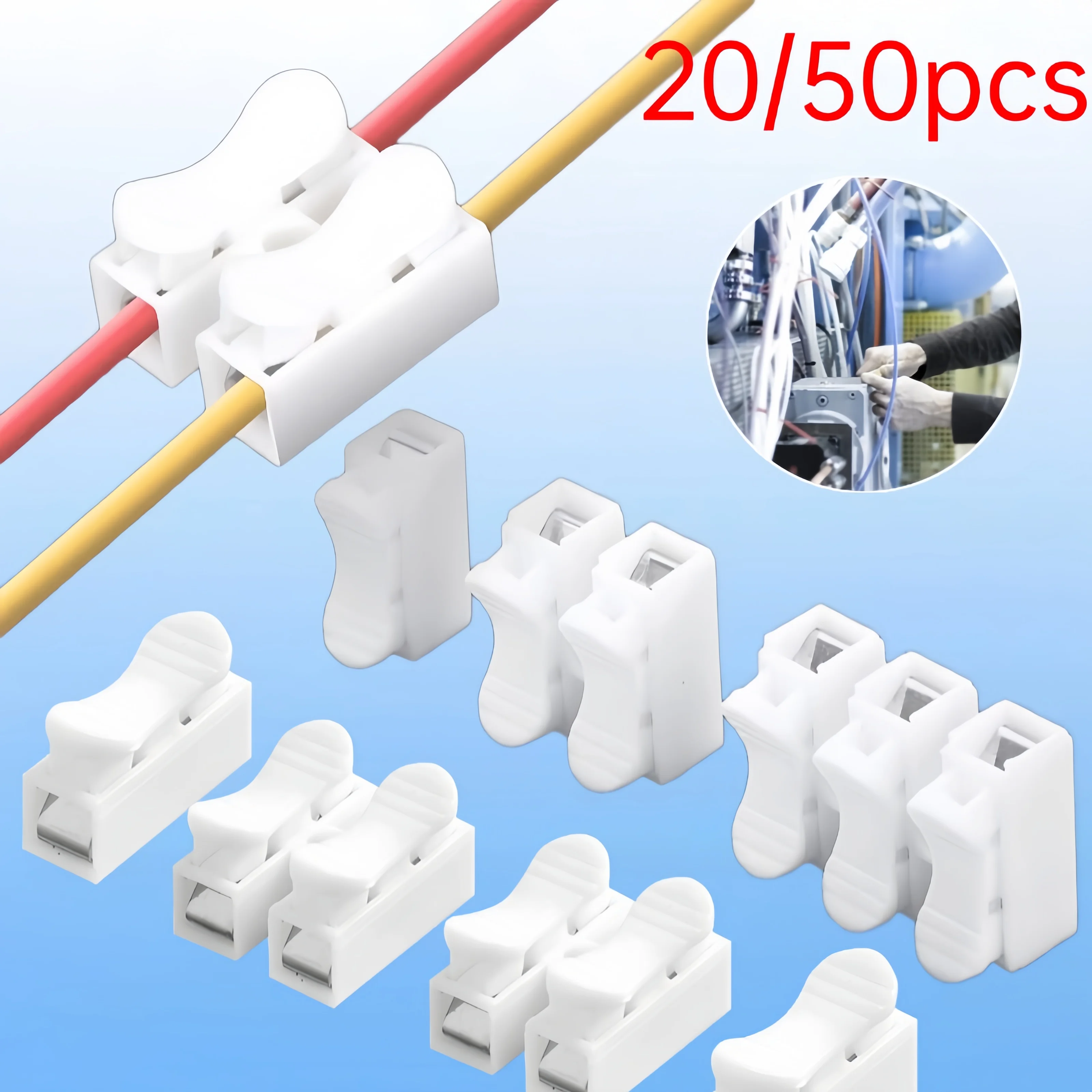 No Solding Welding Quick 20/50Pcs Spring Wire Quick Connector No Screw Terminal Block Spring Clamp 1P 2P Cable Wire Connector