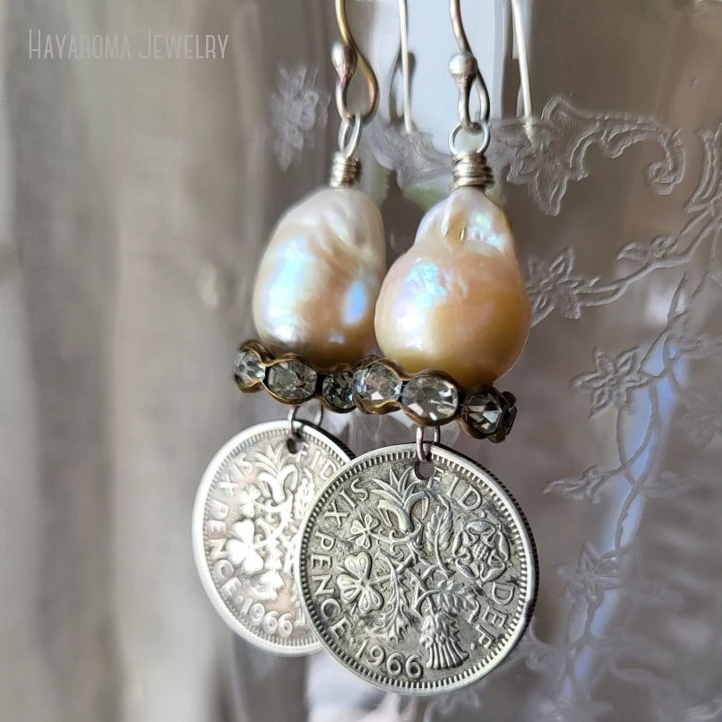 

10Pcs English Lucky Six Pence Coin Dangle Earrings Vintage Jewelry Tudor Rose Sixpence Bride Birthday Women Jewelry