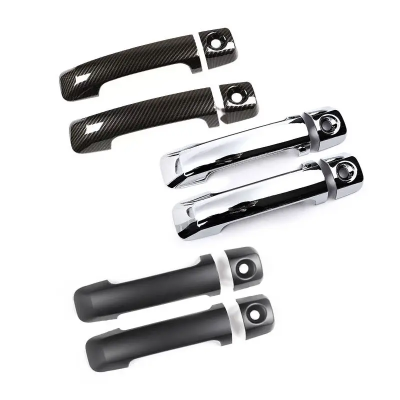 اكسسوارات السيارات الباب الخارجي غطاء مقبض سحب الأبواب الخارجية مقبض الكسوة لتويوتا FJ كروزر 2007-2021 ABS ألياف الكربون/الفضة