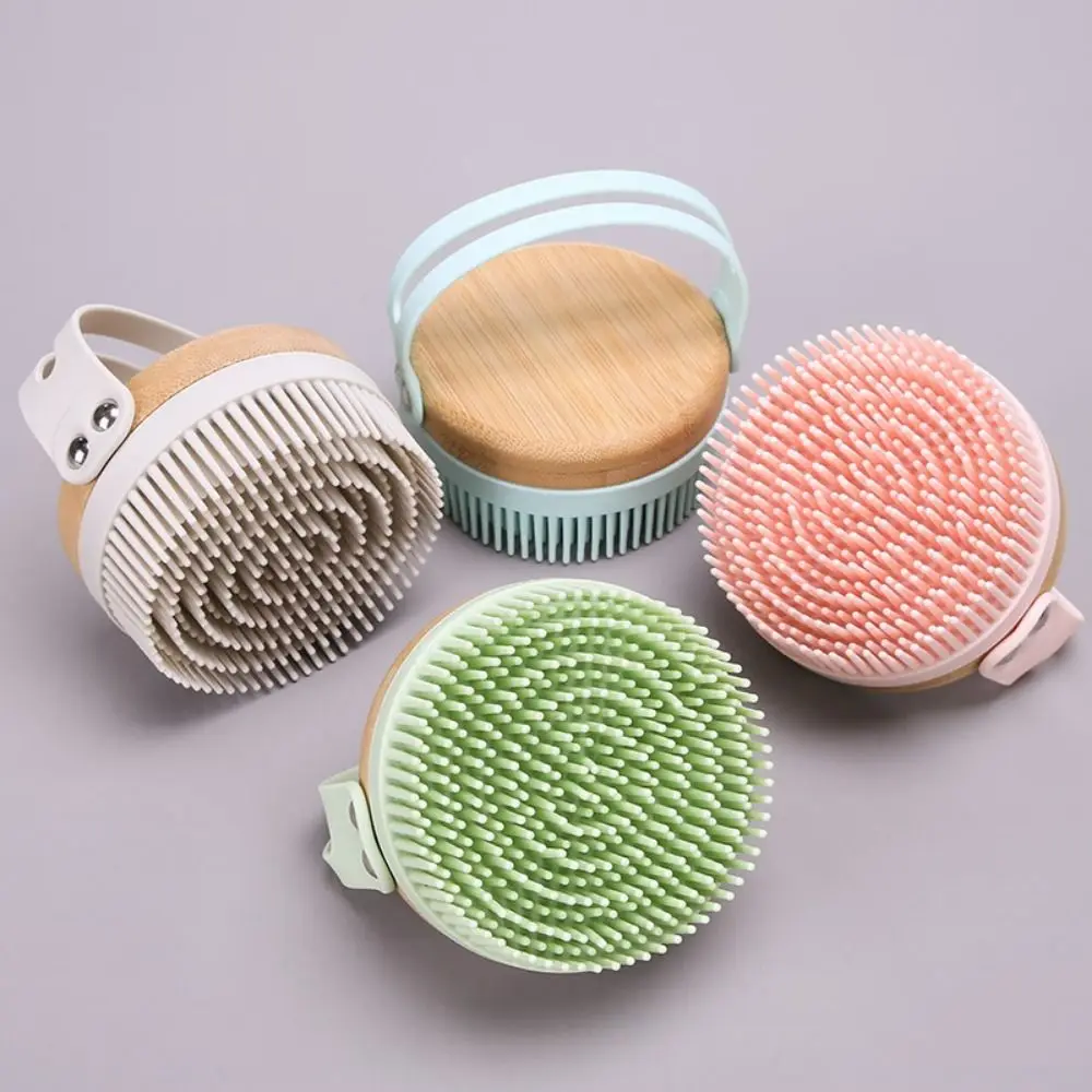 Smooth Skin Wooden Body Scrubber Soft Bristle Remove Dead Skin Exfoliating Bath Brush Non-slip Hand Strap Ergonomic Handle