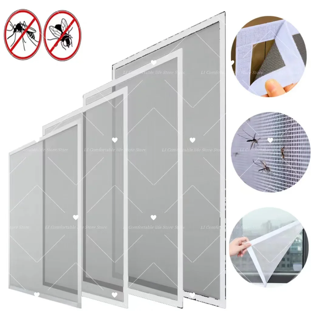 Self-adhesive White Anti-mosquito Window Screen Mesh, Customizable Size Anti-Insect Air Tulle Invisible Mosquito Net for Windows