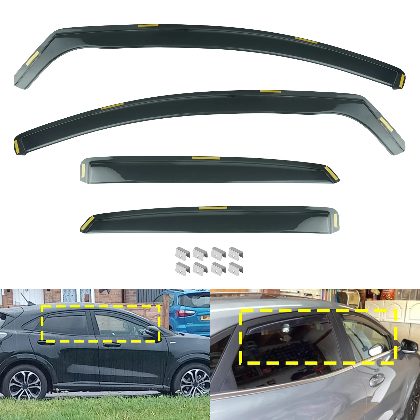4 stks/set Wind Regen Zon Guard Deflectors Tint Voor Ford Puma SUV 2019-up Zijruit Protector Vel Thee Doorschijnend