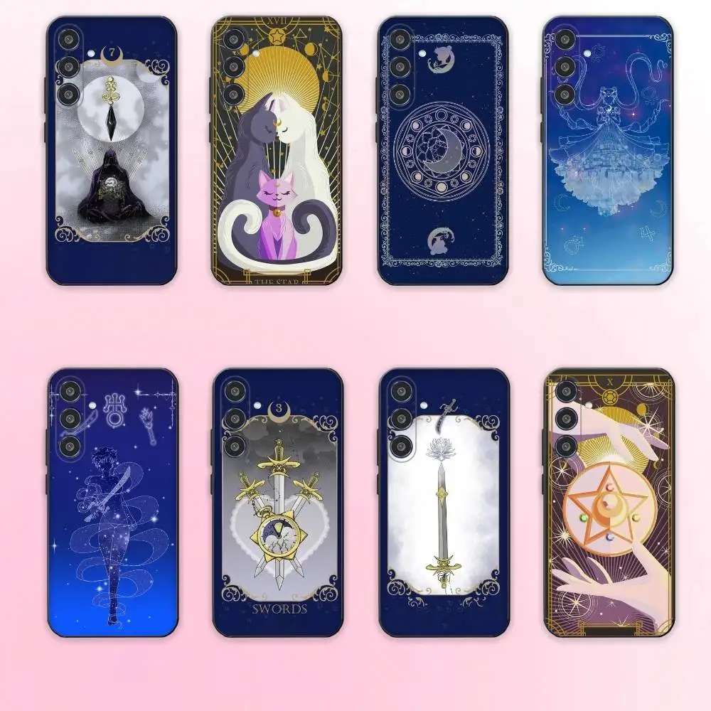 

S-Sailor Tarot Phone Case For Samsung Galaxy A73,A72,A71,A70,A53,A52,A51,Others Soft Black Cover