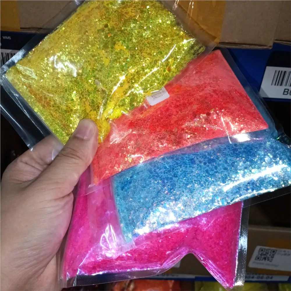 Net-50g Olografico Iridescente Chunky Glitter Polvere Mista Esagono Paillettes per Unghie per Smalto Gel Resina Epossidica Accessori per Unghie Fai da Te