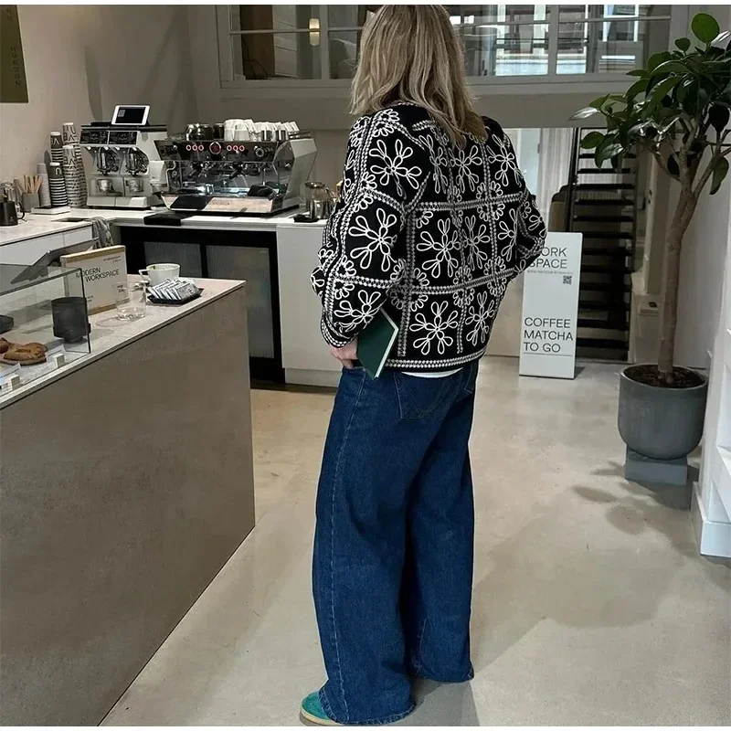 Autumn Vintage Floral Print Jacket and Pants Set O Neck Thin Jacket Coat Chic Office Lady Outwear