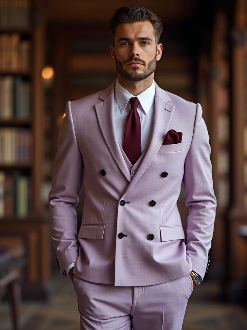 Casual Elegant Men's Tuxedo 2 Pieces Blazer Pants Wedding Attire Outfit Classic Double Breasted  Suit Set For Men Customized
