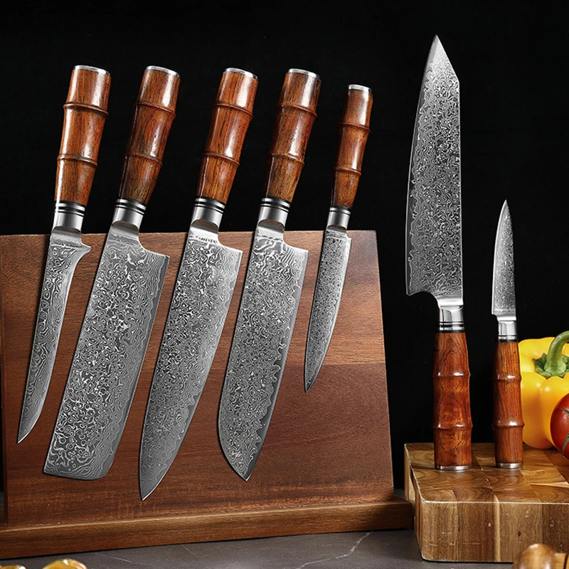 

Sharp Kitchen Knives Chefs Cleaver Utility Slicing Santoku Nakiri Paring BBQ Boning Kiritsuke 67 Layers Damascus Steel Knives