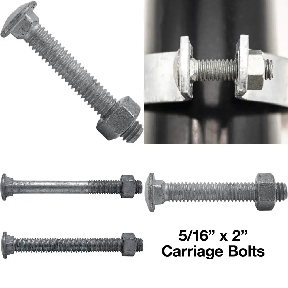

Оцинкованные болты каретки с крупной резьбой длиной 5/16-18 x 2 дюйма для ограждения звеньев цепи, упаковка 100 шт., подходят для наружного применения