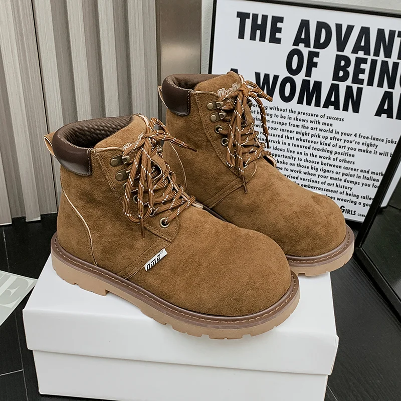 

Women's Ankle Boots Flats Fashion Suede Sport Shoes for Woman 2025 Winter Chelsea Boots New Walking Lace Up Dress Femme Boots