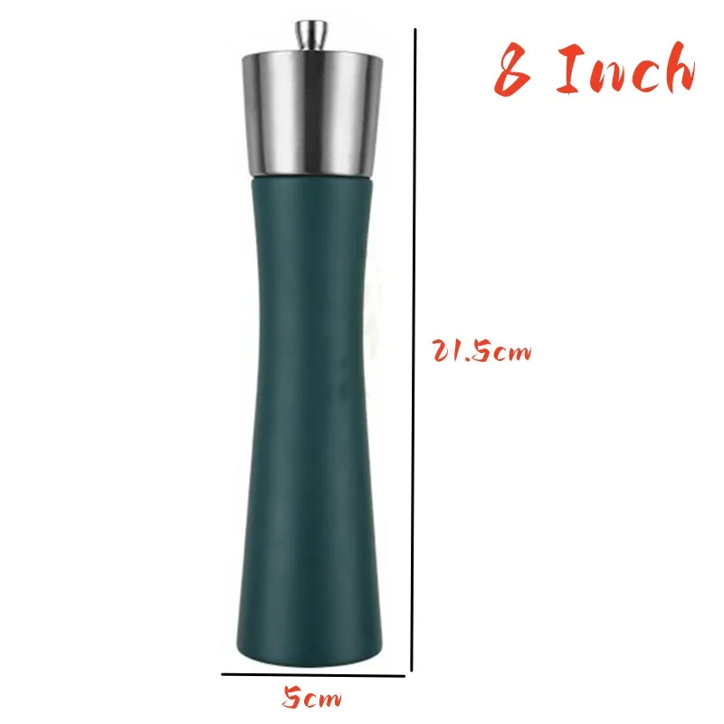 304 Stainless Steel Pepper Grinder New Green Pepper Mill Ceramic Core Slender Waist Style Manual Salt Black Pepper Grinder Tool