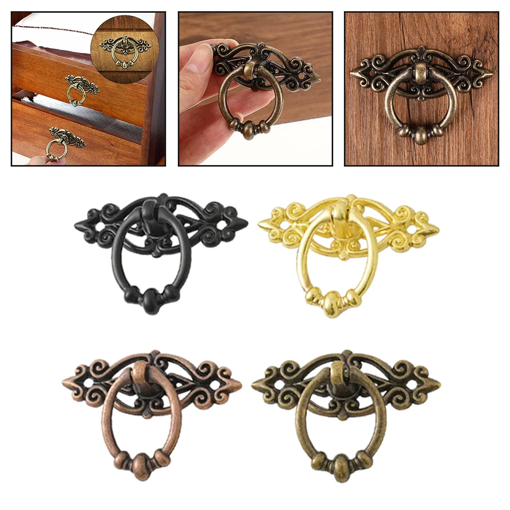 5PCS Zinc Alloy Retro Handle Cabinet Drawer Knob  Dressers Wardrobe Door Pullers Furniture Hardware Handle