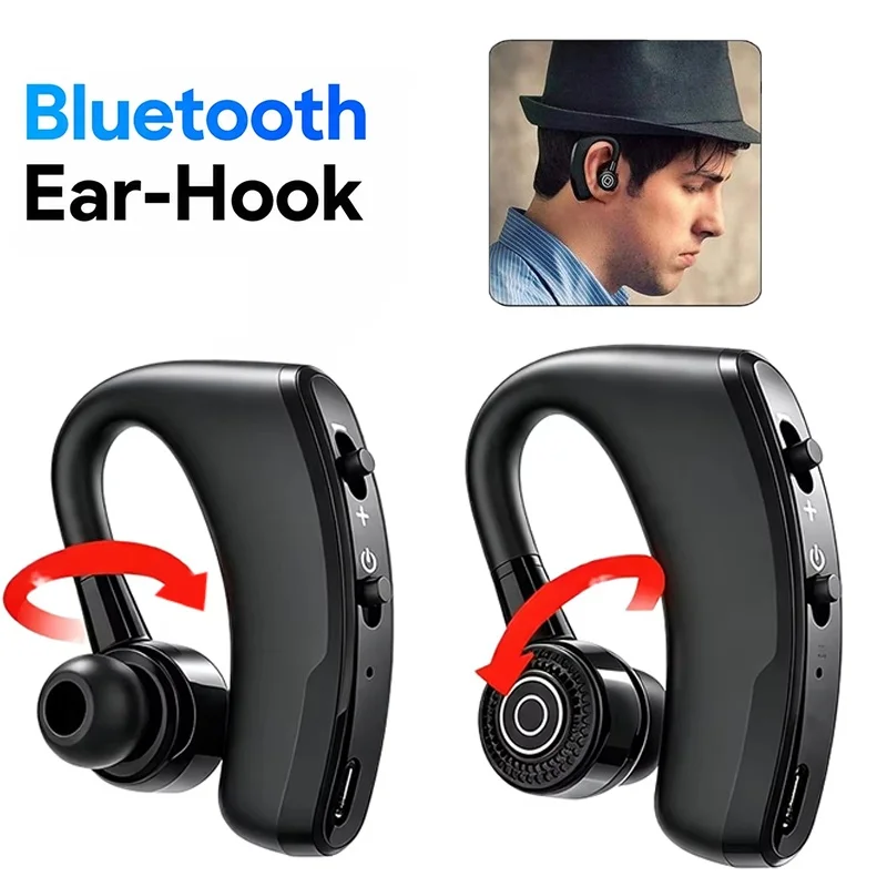 Ear Hook Bluetooth Headset V9 Business Wireless Single Earphone Handsfree With Mic For Mobile Phone Car Driver Meeting Office