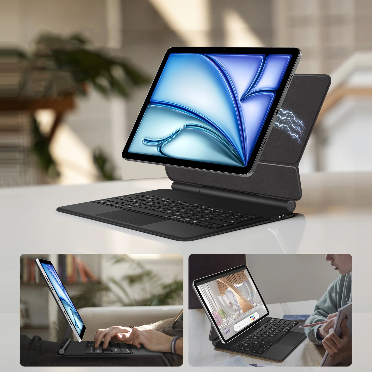 Tastiera magica Pogo Pin per iPad Pro 12.9 3rd 4th 5th 6th Generation Custodia per iPad Air 13" M3 M2 Pro 13 Smart Cover multi-touch