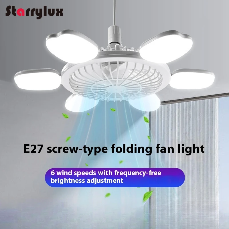 

Home Bedroom Dormitory E27 Screw Base Fan Light Remote Dimmable LED
