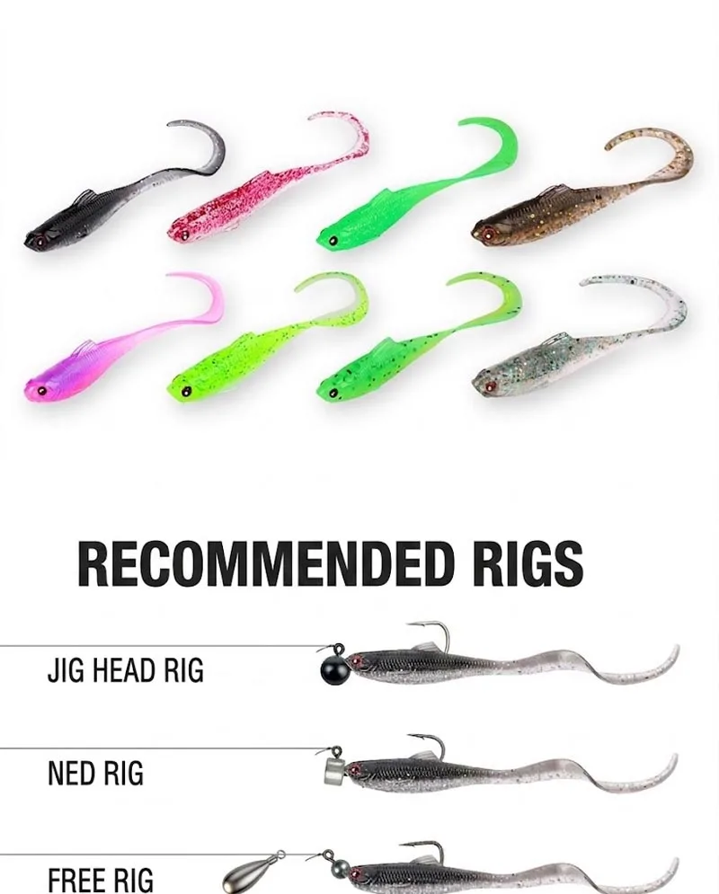 Curly Tail Grub Weichplastikköder für Barsch, Forelle & Panfish, Finesse Ribbon Tail Swimbait für Süßwasser-Angeln – Detail 2