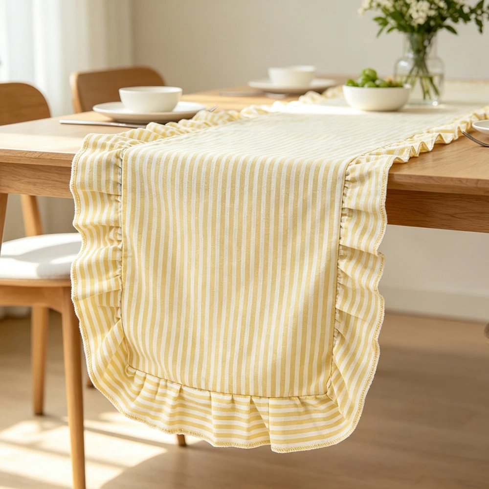 BUYNOW 1 Stück Farbig Gewebter Gestreifter Spitzen-Tischläufer im Rustikalen Boho-Stil für Restaurant, Party und Tägliche Dekoration