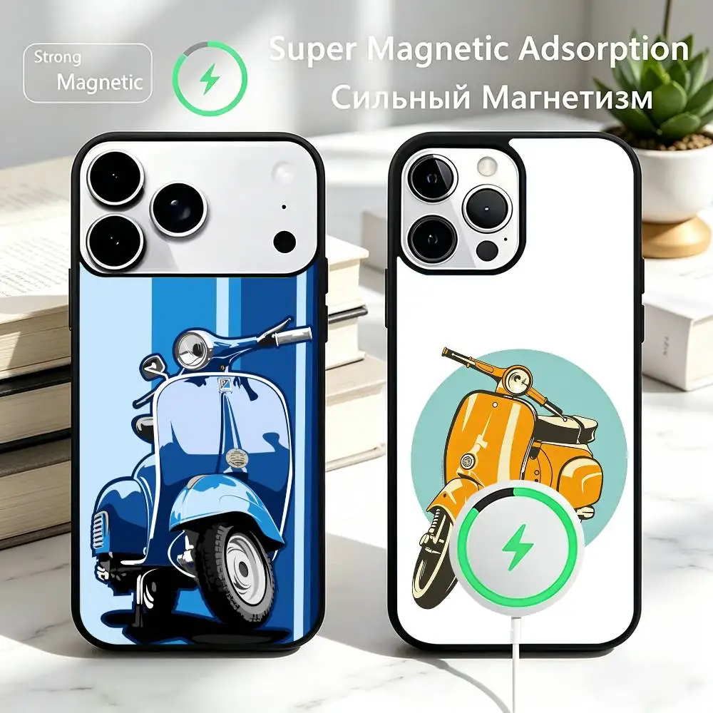 Moto B-Bike Cool for V-Vespas Scooters Phone Case For iPhone17,16,15,14,13,12,11 Plus,Pro Magnetic For Magsafe Wireless Charging