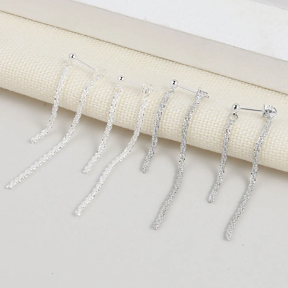 

Minimalist Shiny Silver Long Tassel Earring Chain Ear Line for Women Girls Drop Earrings Boucle D'oreille Party Accessories Gift