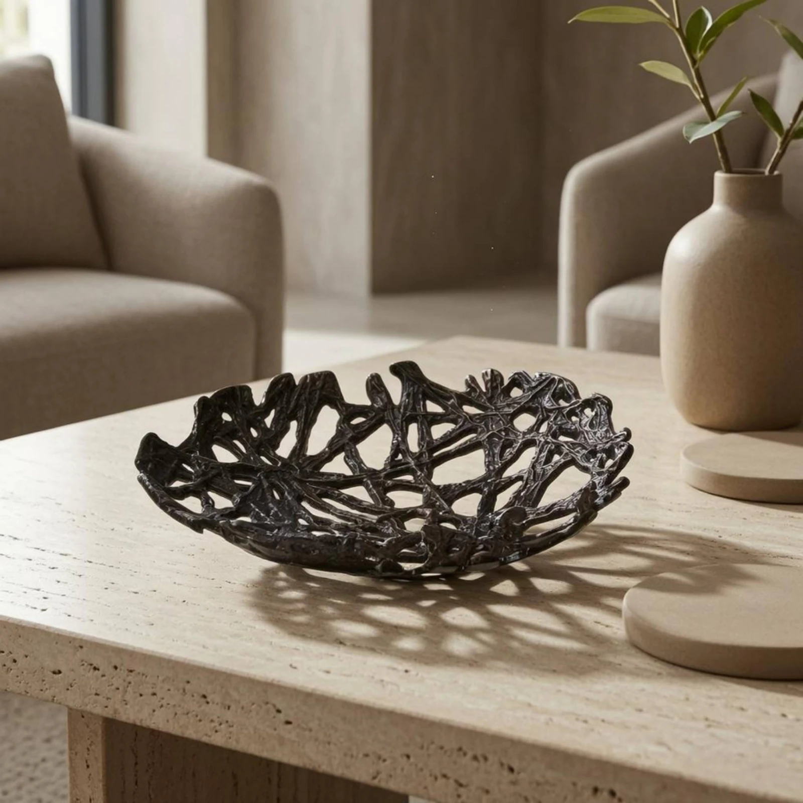 Cast Aluminum Fruit Tray Raised Edges Decorative Fruit Tray Home Decor Object Sturdy Material House Decoration Easy to Clean