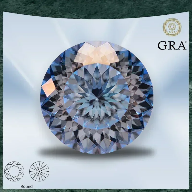 

Moissanite Stone Round Shape 100 Faces Cut Ice Blue Colour with GRA Certificate for Top Charms Beads Jewelry Making Material