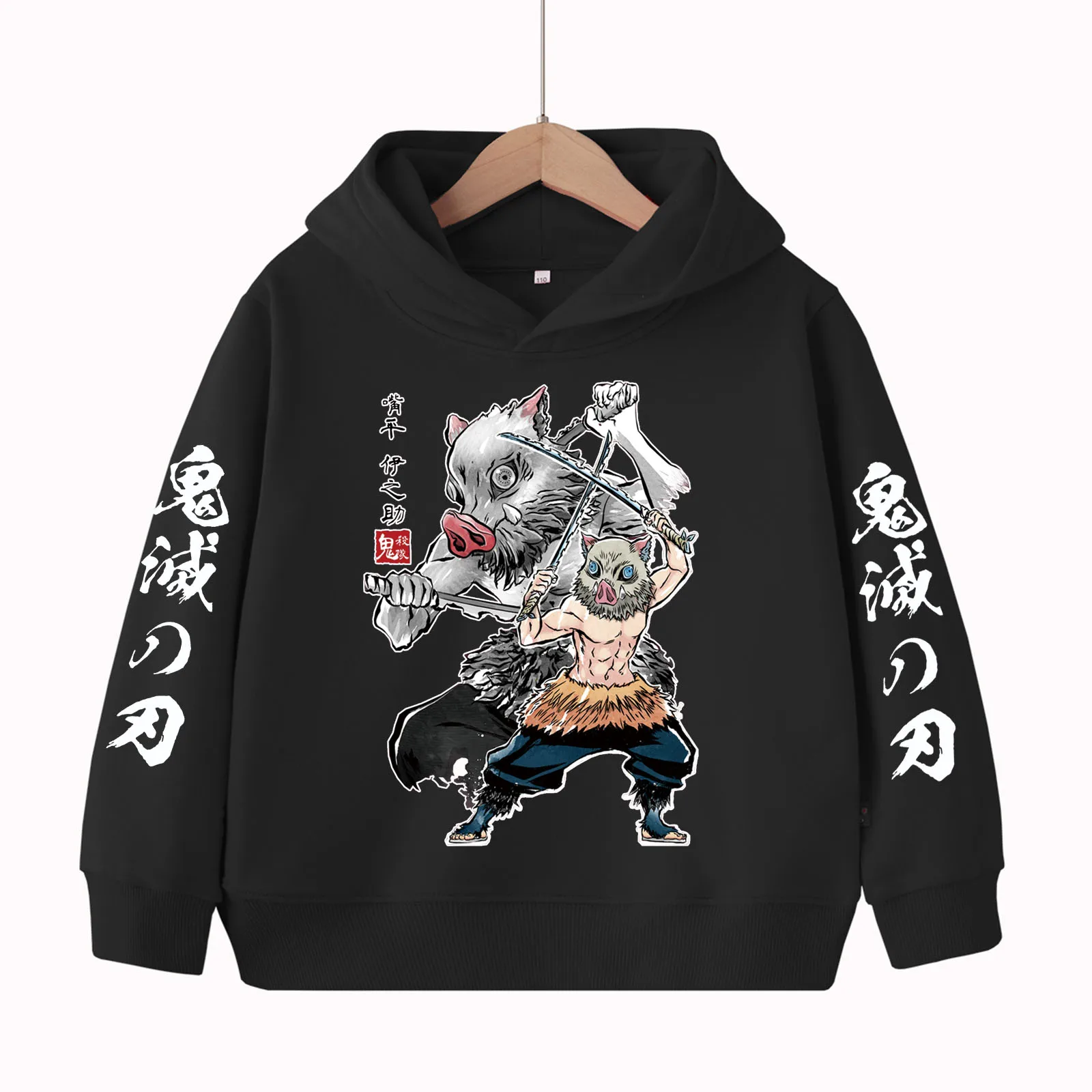 Demon slayer inosuke anime infantil-moletom harajuku hip hop pulôver tops moletom