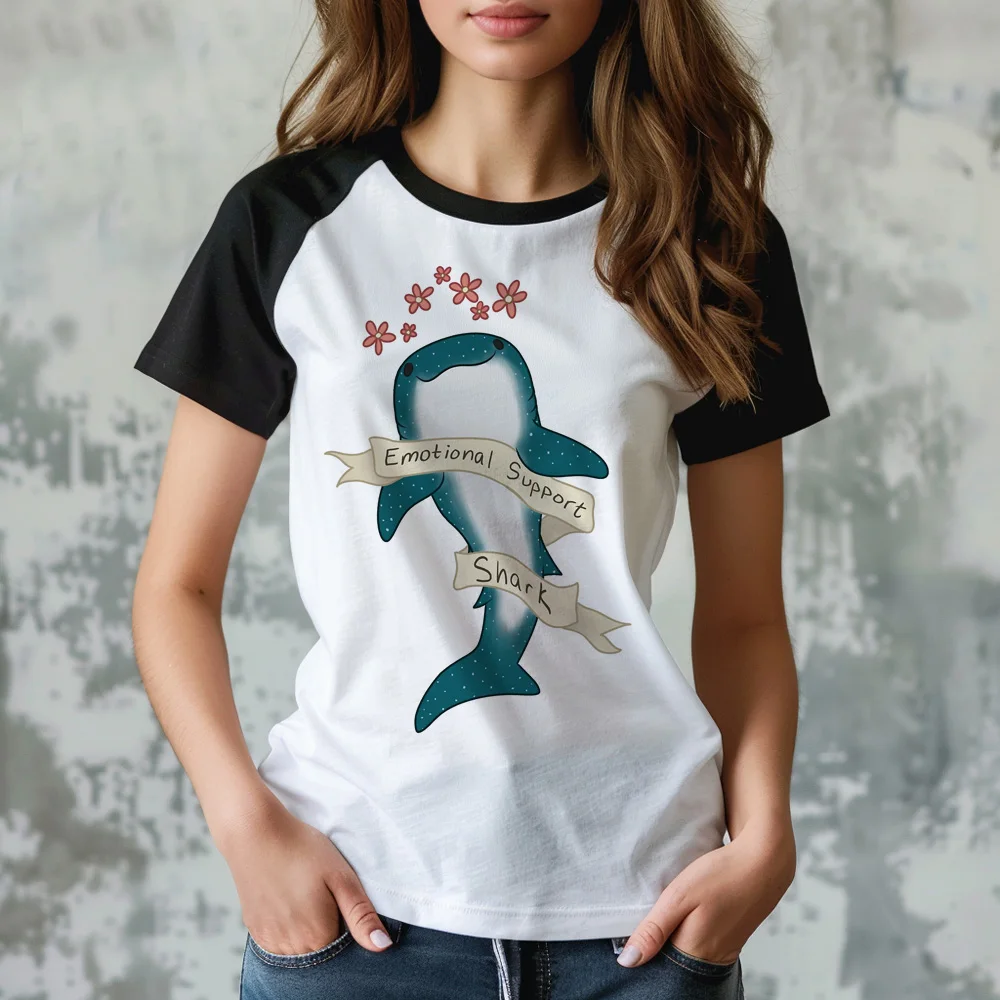 Top con estampado de Whales para mujer, ropa de calle de manga de anime, top de verano