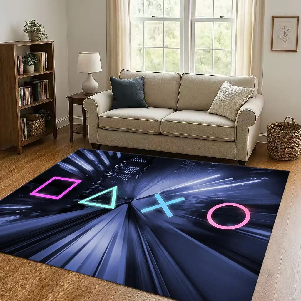 Retro Game Zone Sign Gamer Controller Living Room Non-Slip Area Rug Carpet for Bedroom Kids Playroom Sofa,Home Decor Doormat