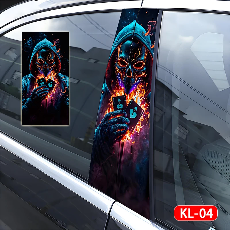 

2PCS Skeleton JOKER Car Stickers for Auto Door B-pillar Waterproof Cover Scratches Sunscreen Skull Decals Halloween Decoration