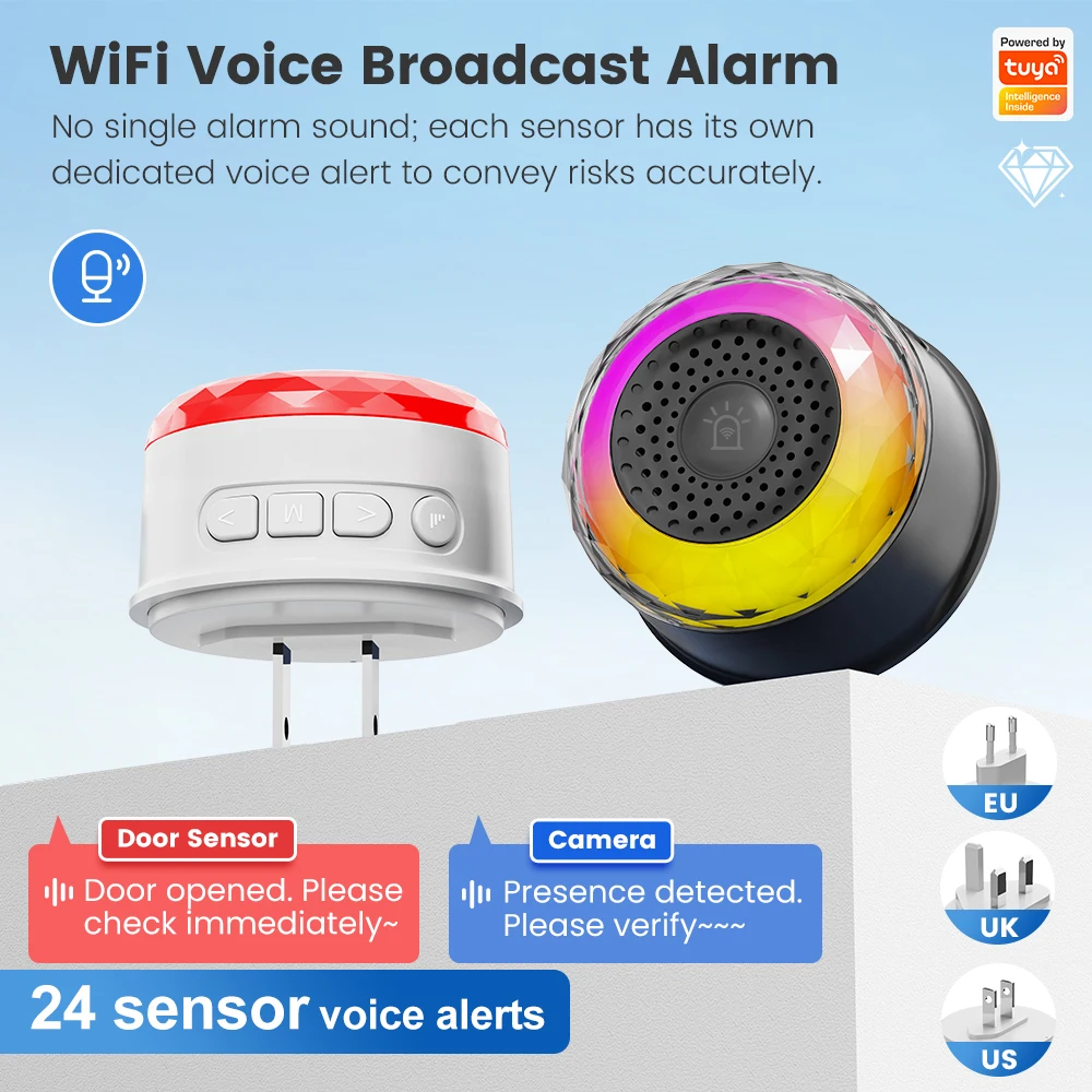 Tuya WiFi-Alarm EU US UK Stecker Haussicherheitssystem für Vibrations-, CO-, VOC-, PIR-Anwesenheitssensoren Smart Life APP – Detail 2