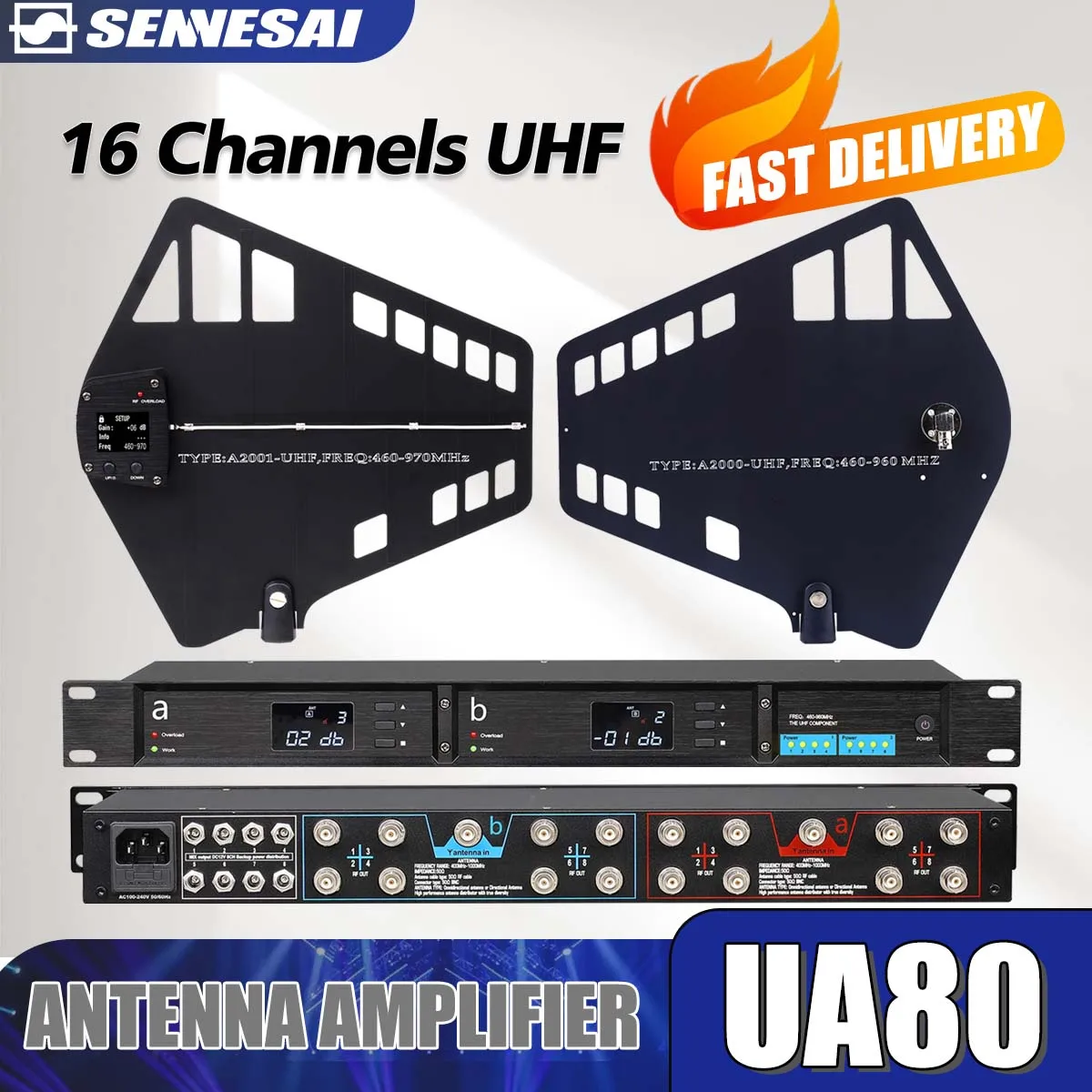 

Система распределителя антенны UA80 UHF, 460-970 МГц, усилитель радиочастотного сигнала, направленные коаксиальные кабели BNC-BNC, 16 каналов для беспроводного микрофона