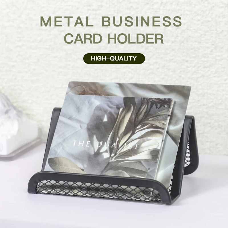 12 Pcs Black Business Card Holder Desk, Wire Mesh Business Card Holder Display, Desktop Business Card Stand, Metal Business Card