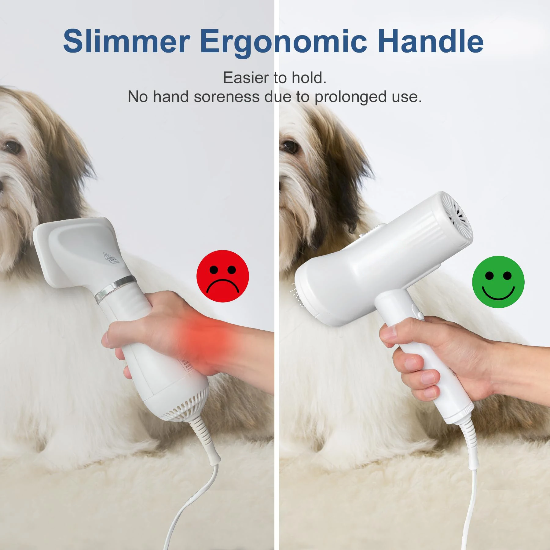 2-in-1 Dog Dryer and Brush- Pet Grooming Dryer with Overheating Protection 3 Blowing Modes Slimmer Handle Low Noise for Dog Cat
