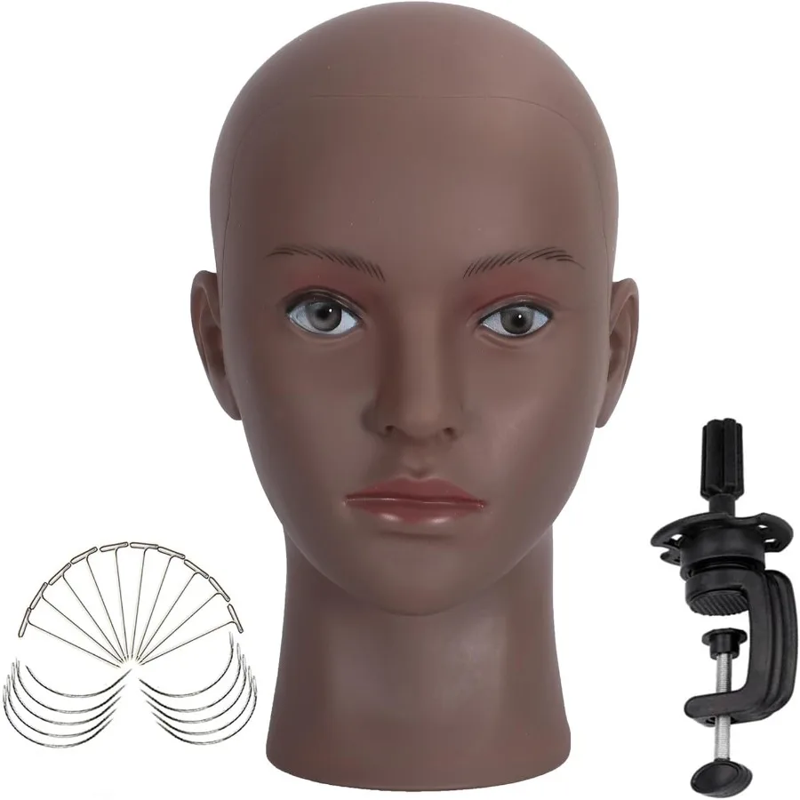 رأس عارضة أزياء أصلع لصنع الشعر المستعار، تدريب على تصفيف المكياج، قبعة عرض مستحضرات التجميل الاحترافية، خوذة نظارات، رأس عرض Mo #1