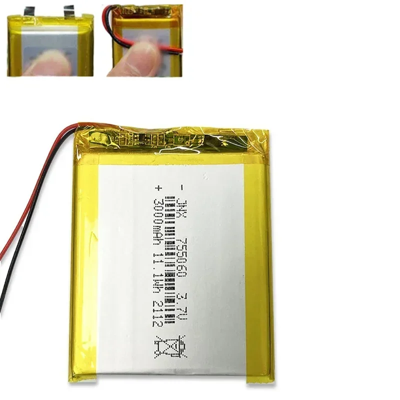 New 3.7V 3000mAh Li-ion Battery 755060 Polymer Batteries Suitable for Mobile Power Toys Tablet Laptop Beauty Medical Equipment