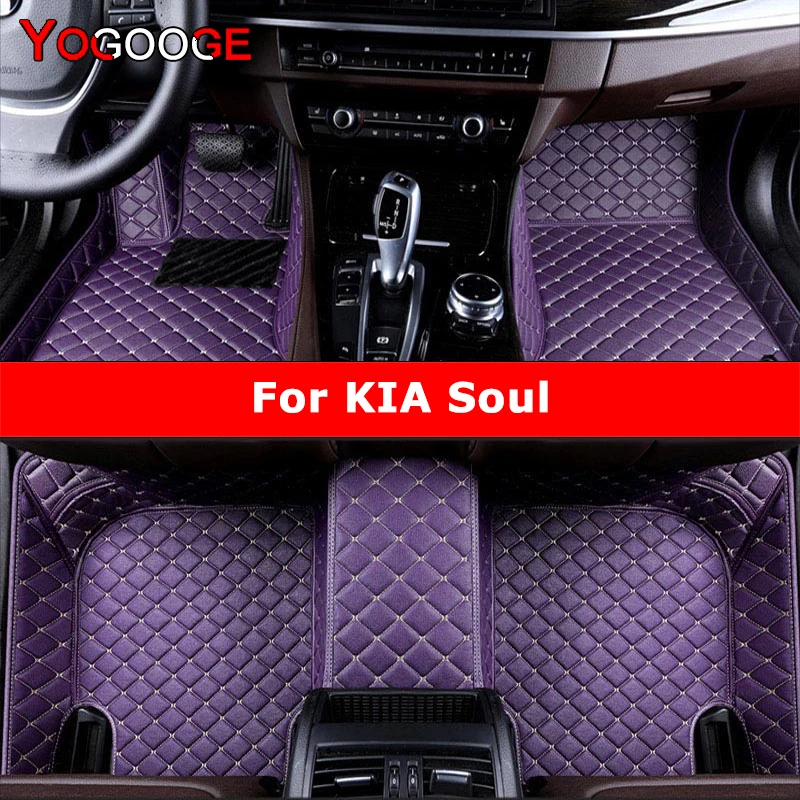 

YOGOOGE Custom Car Floor Mats For KIA Soul Auto Carpets Foot Coche Accessorie