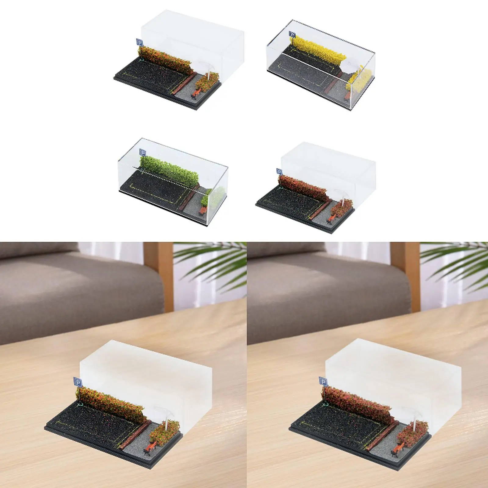 1/64 Diecast Auto Vitrine Parkplatz Szene für Sportwagen Fahrzeug Dekor