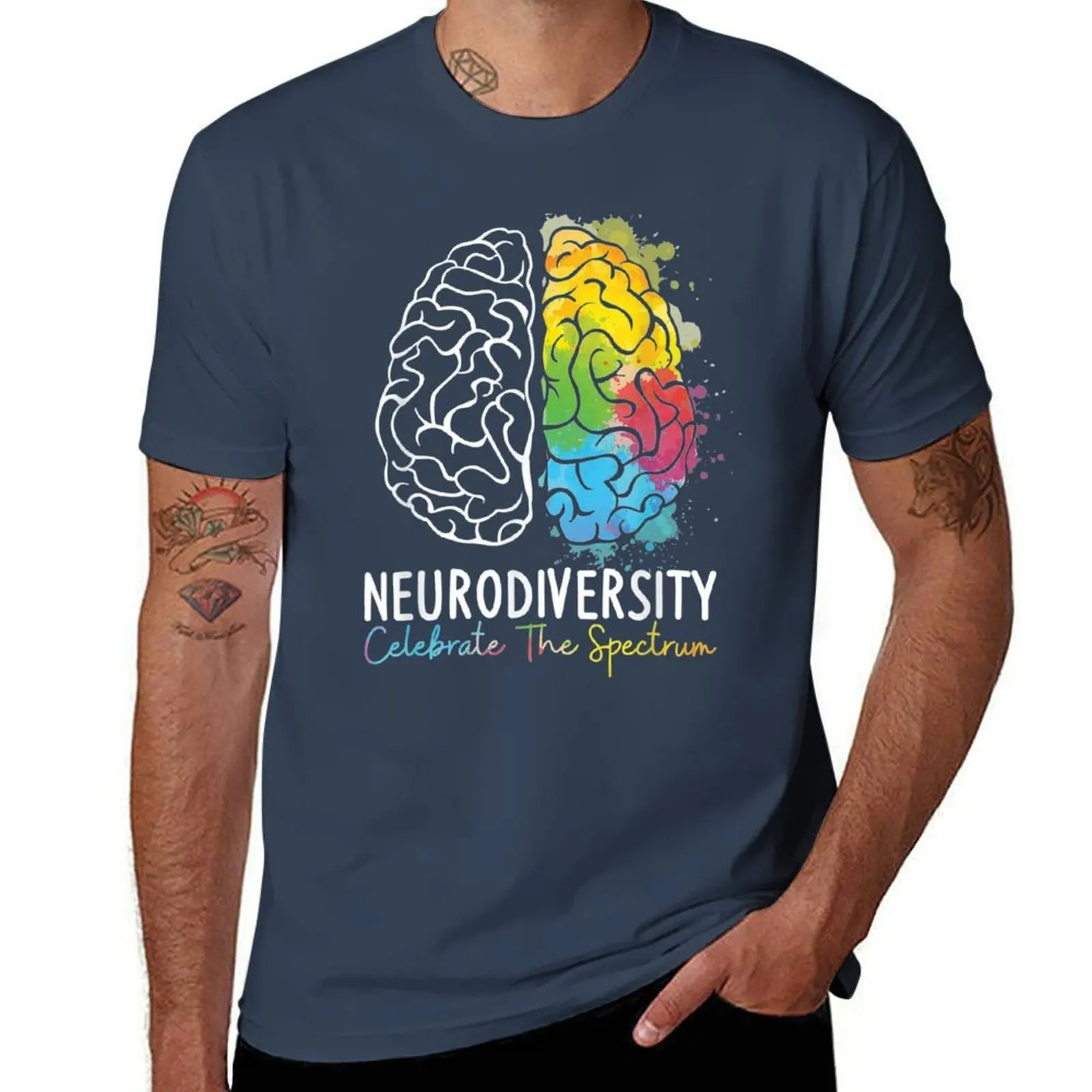 

Celebrate Neurodiversity, Neurodiversity celebrate the spectrum Rainbow Women Men Girl T-Shirt Retro Graphic Print T-Shirt