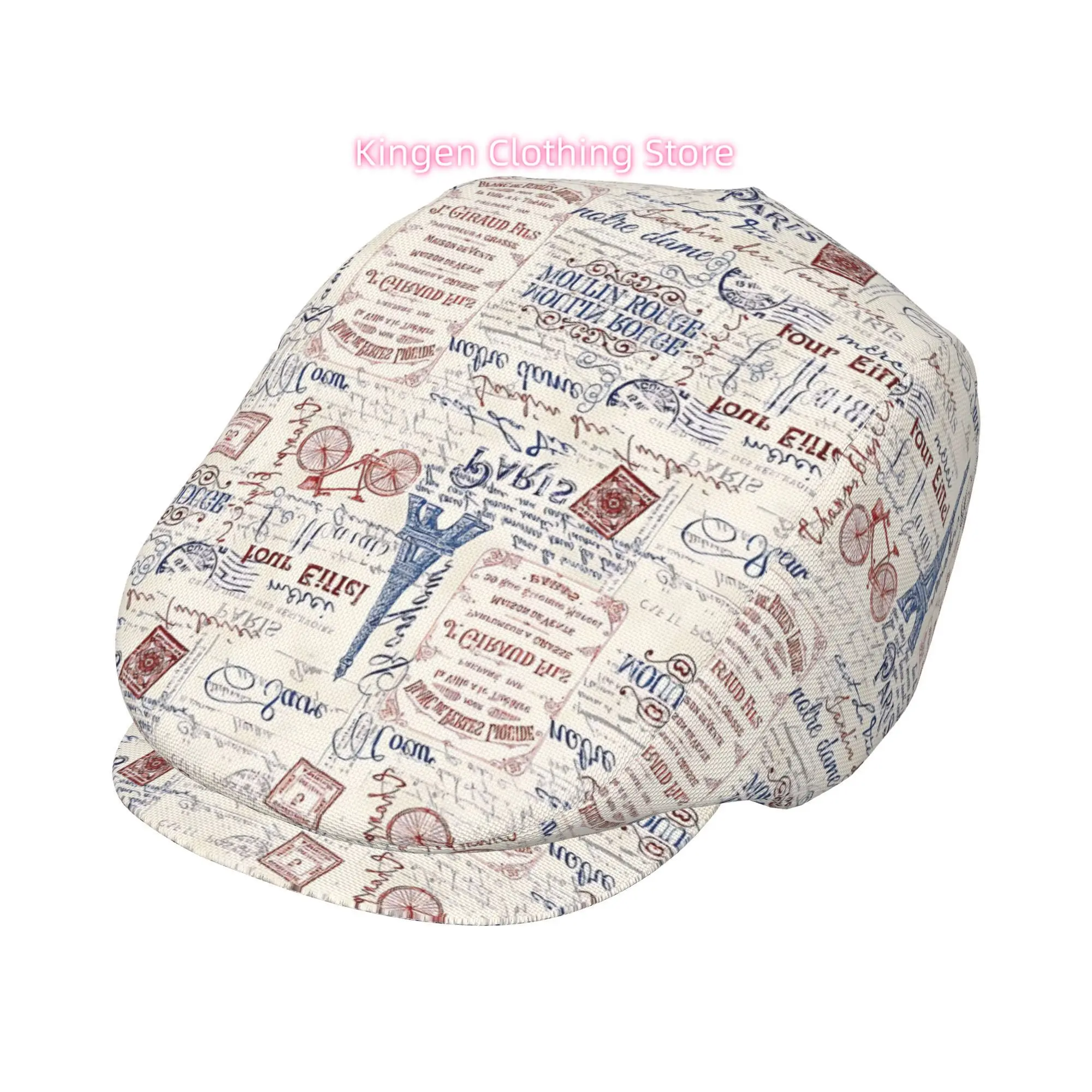 Paris Memory Mosaic Men And Women Adjustable Flat Cap Newsboy Beret Ivy Cap Irish Cabbie Fishing Hats Forward Caps Gatsby Caps