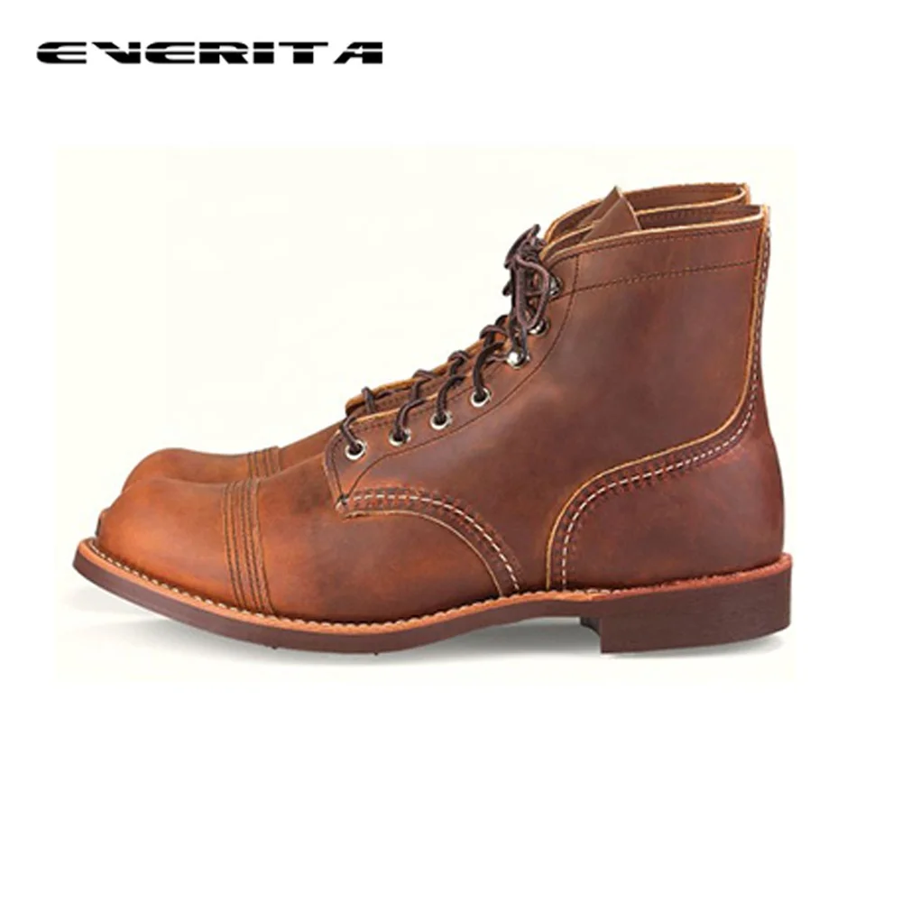 Bota de cordões de couro genuíno, sapato baixo vintage, tendência, outono e inverno