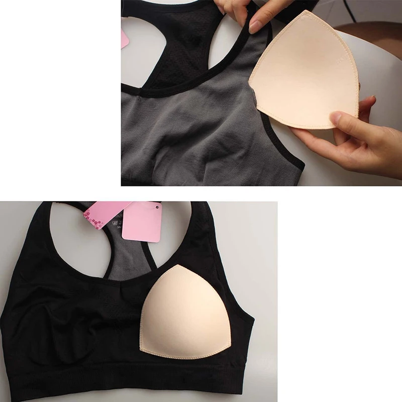 1pair Bra Pad Inserts Cups Bra Pads Sewed Removeable For Sports Bra Ab And Cd Cup Beige Push Up Breast Enhancer Women Underwear