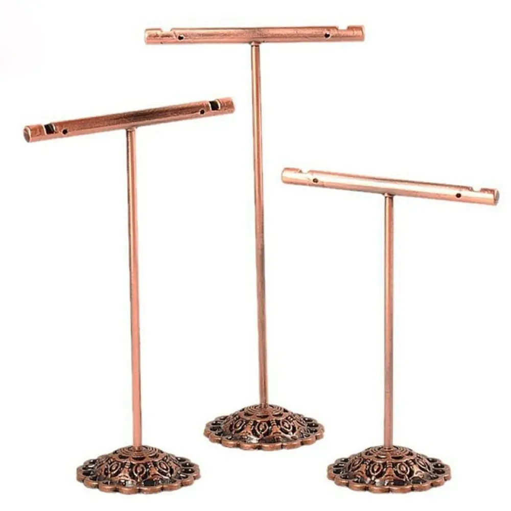 

3Pcs/Set T-Shaped Earrings Display Stand Metal Plated Jewelry Display Holder Portable Hanging Necklace Organizer Rack Counter