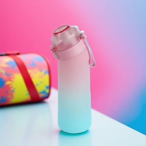 650ML Sports Air Water Bottle BPA Free, Fruit Scent Pods Air Flavor Caps,Leak Proof Sports Water Cup for Outdoor Running Gym