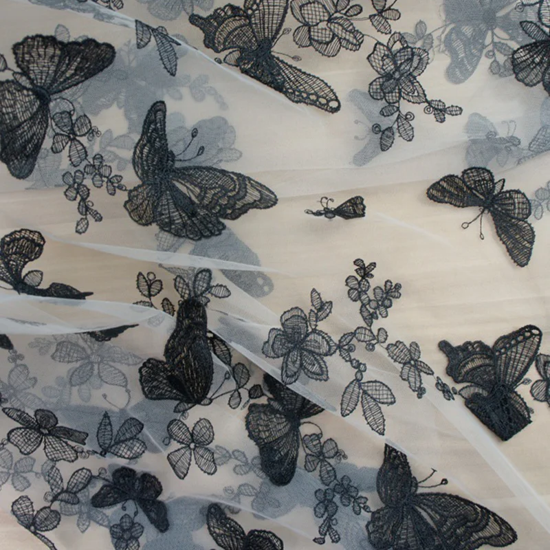 Butterfly Lace Fabric DIY High Set women\'s Fabric Wedding Gauze Skirt Fabric Handmade Doll Clothing Accessories 130 cm Wide