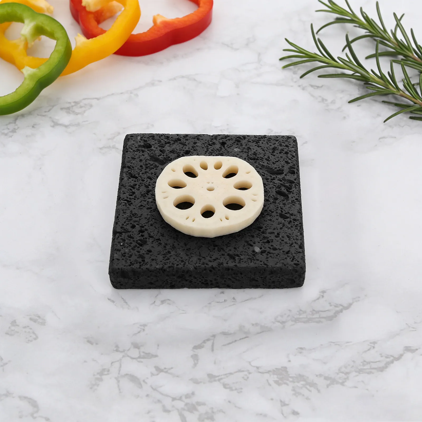 Volcano Stone Cooking Tile 3.9x3.9x0.6 Korean Bbq Stone Grill Plate Gas Grill Cooking Rock Plate Steak Seafood Vegetables