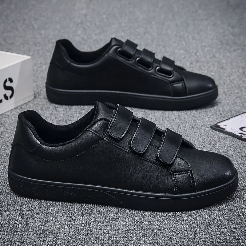 New Casual Leather Shoes Mens Sneakers Black Korean Fashion White Student Board Shoes Mens Loafers Soft Comfortable Flats Male