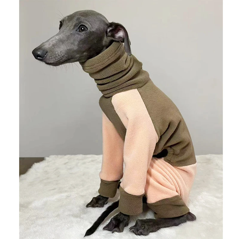 Whippet, Italian Greyhound Clothing Fleece Pajamas Color Block Jumpsuit Jumpsuit Winter Warm Medium Dog Clothes