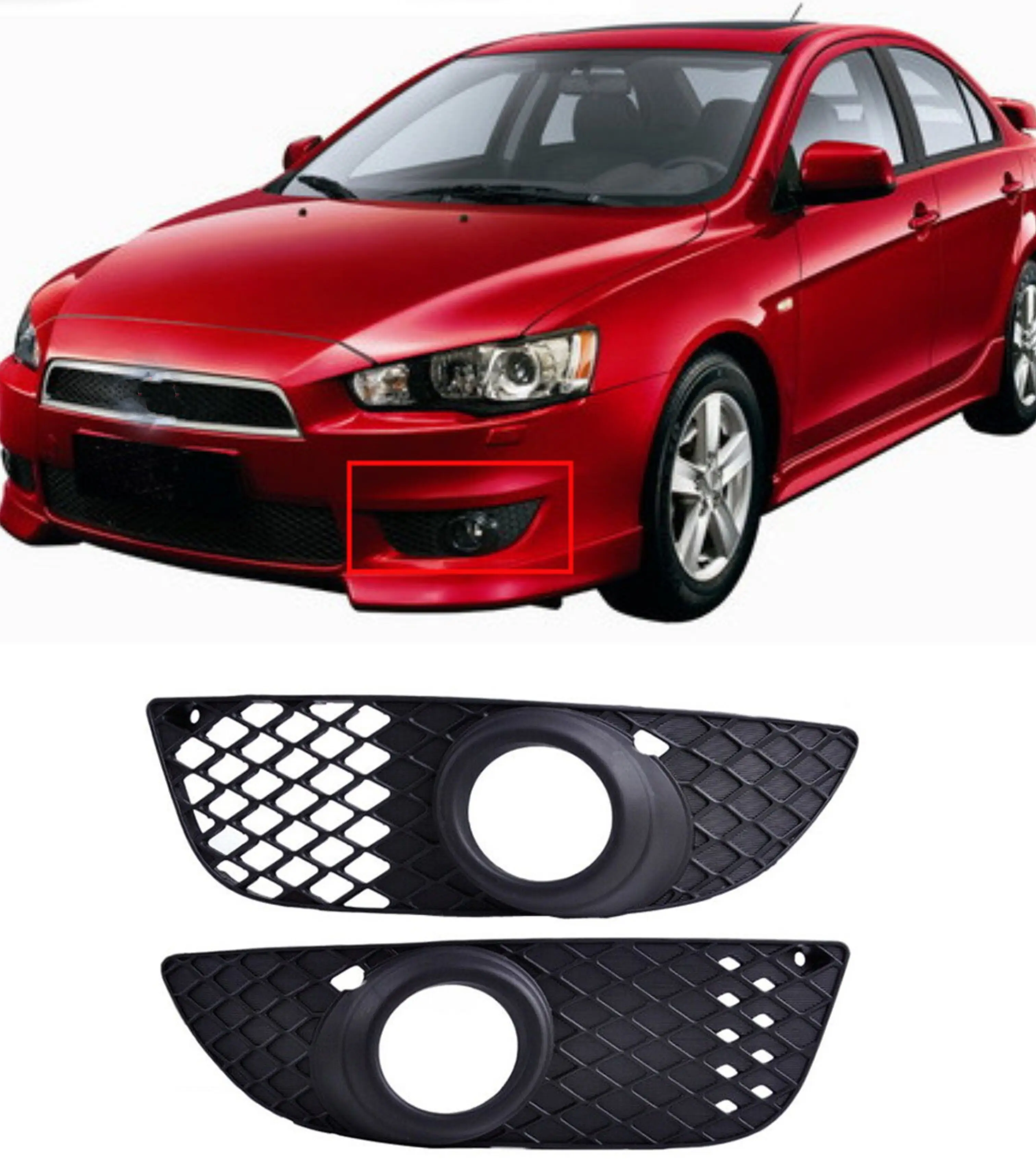 

fit for Mitsubishi Lancer Fog Light Covers Black Front Bumper Lower Grills Hood Mesh 2008 2009 2010 2011 2012 2013 2014