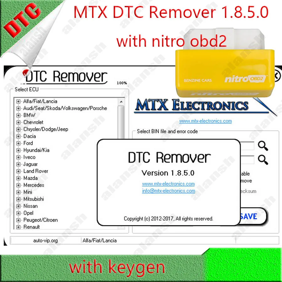 2017 MTX DTC Remover 1.8.5.0 with keygen 6 Language Use to Remove or Disable DTCs for Different Cars ODB M-BUS Car