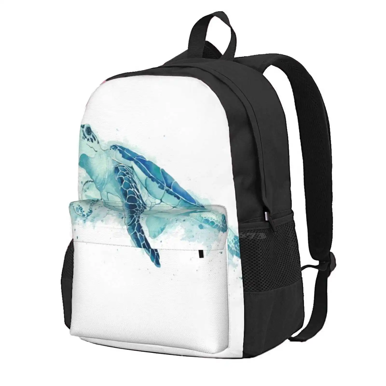 

Watercolor Sea Turtle Hot Sale Schoolbag Backpack Fashion Bags Sea Turtle Teal Blue Watercolor Beach Seaside Summer Aquatic