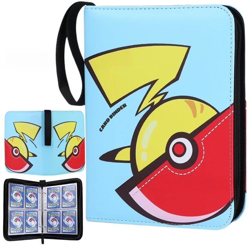 400Pcs Cards Capacity Pocket monster Card Album Waterproof Zipper 4 Pocket EVA Game Card Collection Book Trading Card Holder